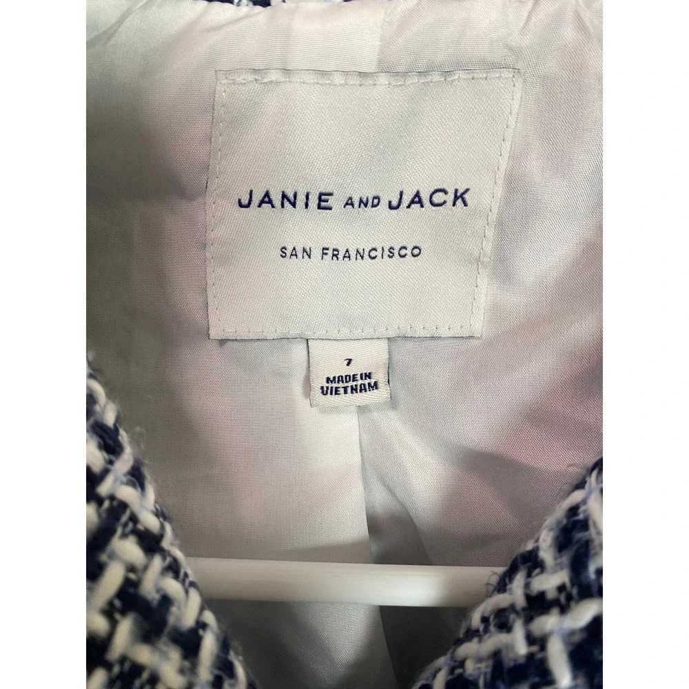 Janie and Jack Kids Navy White Tweed Dress and Matching Jacket Set Size 7 Preppy